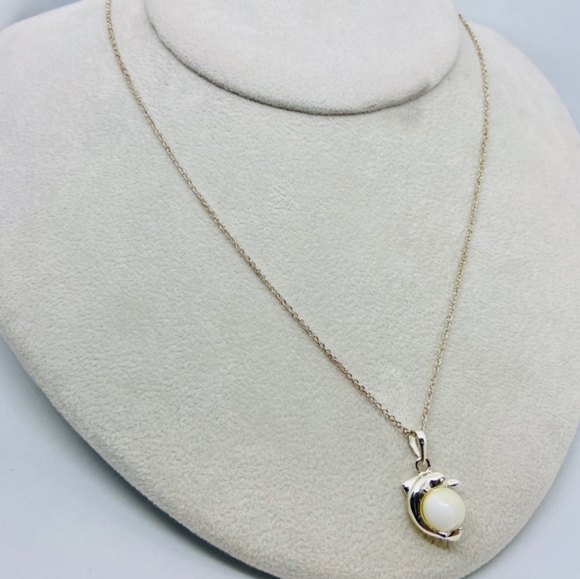 Vintage Dolphin Ball 925 Silver Italy Pendant Necklace - Picture 2 of 5